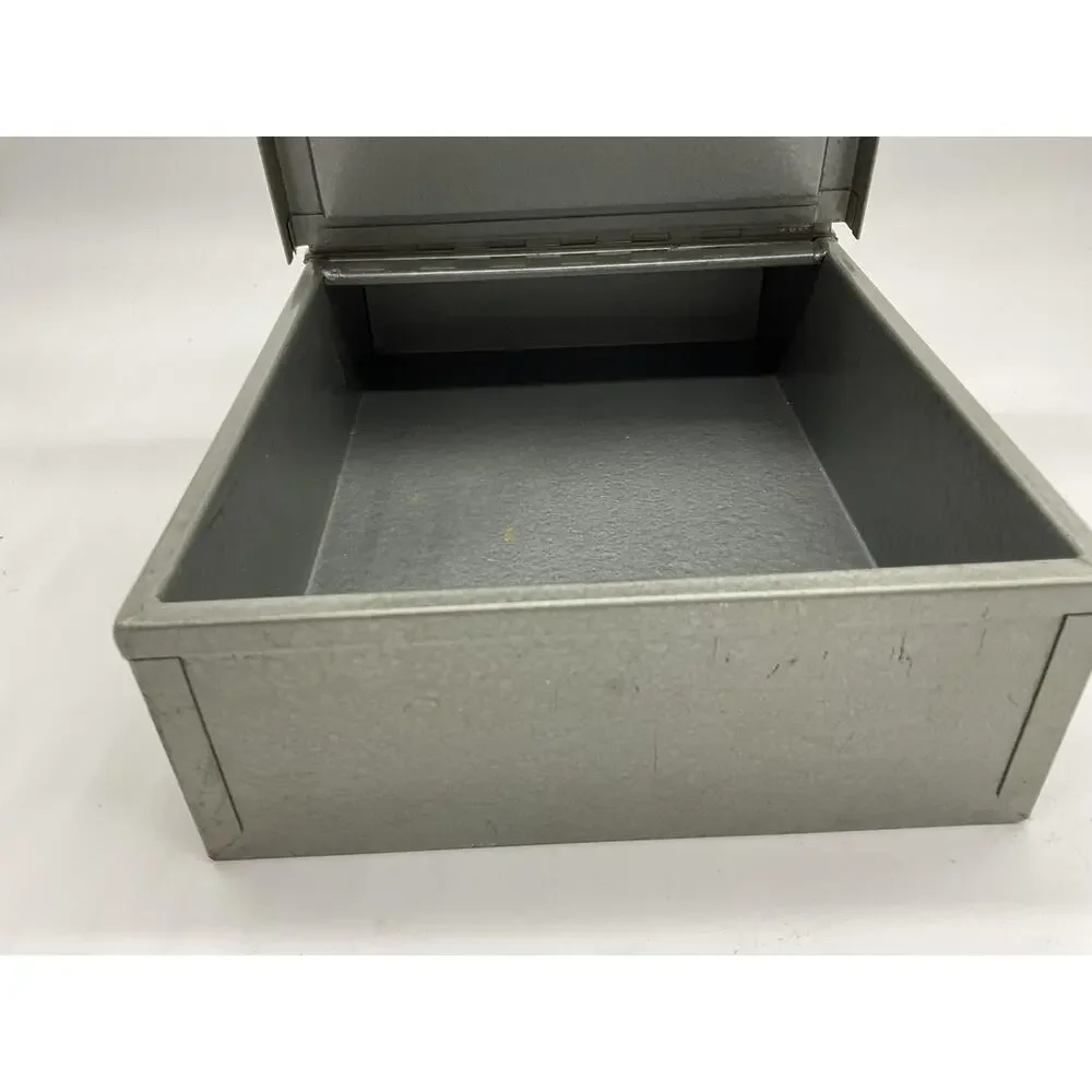Vintage Protecto Gray Steel Security Lock Box‎ Cash Document Safe No Key